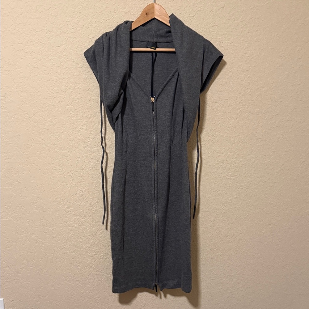 Fendi Sleeveless Hooded Zip-Front Knit Dress - Charcoal